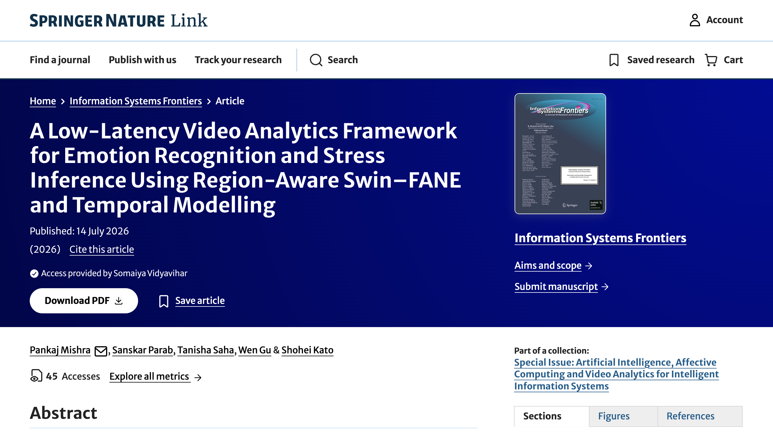 Springer Nature Journal Publication (Q1 Journal)