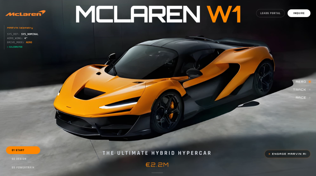 McLaren W1 Experience Website Screenshot
