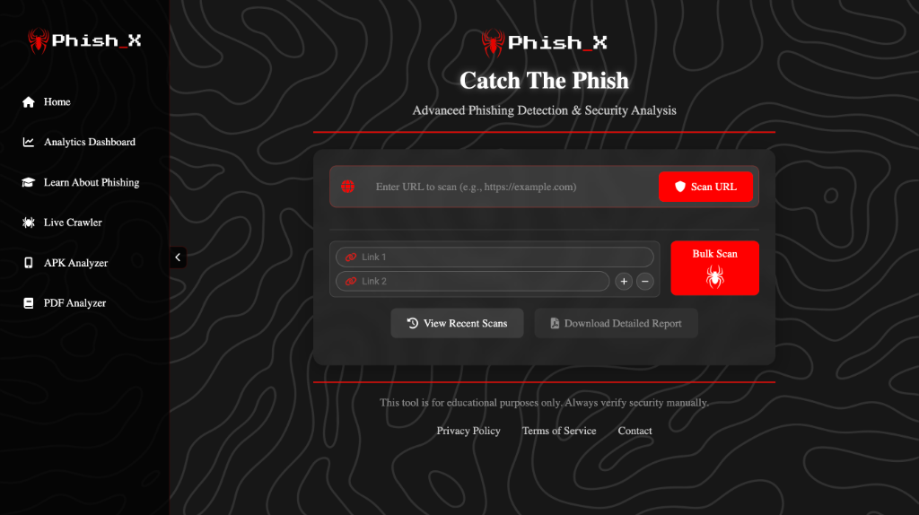 Phish X Website Screenshot